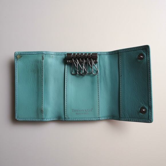 Vintage Tiffany & Co Leather Key Holder Tiffany Blue Made Spain 6 Hook Case main image 6